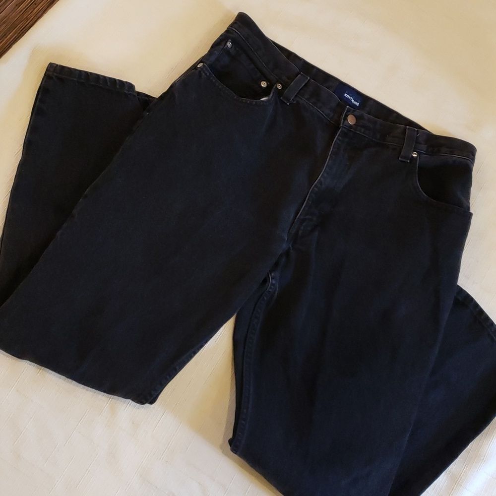 Basic Editions Men's 100% Cotton Black Denim Jeans, Size 36" Waist, 32" Inseam